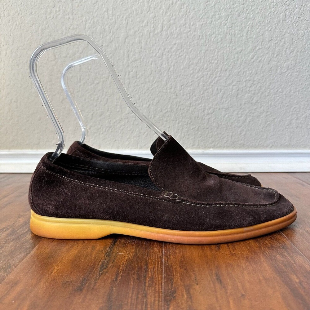 LORO PIANA Mens Summer Walk Loafers in Suede Chocolate